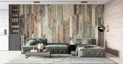 3D Rustic Wooden Planks rustic vertical wood plank texture wall mural wallpaper for dining room - view 3