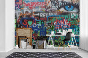 3D Abstract Art Graffiti Alphabet Eye Wall Mural Wallpaper GD 4082- Jess Art Decoration