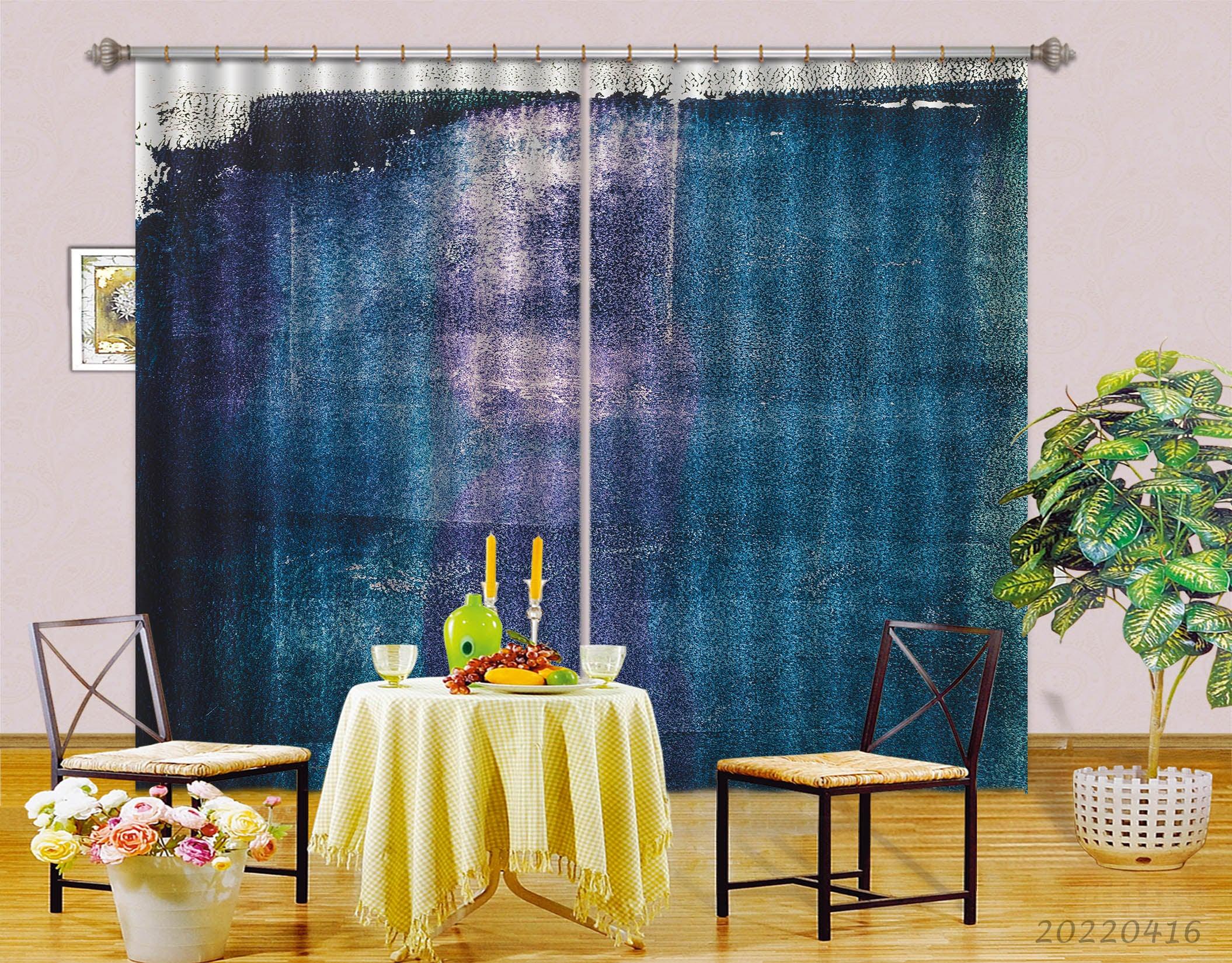 3D Abstract Blue Texture Pattern Curtains and Drapes GD 4347- Jess Art Decoration