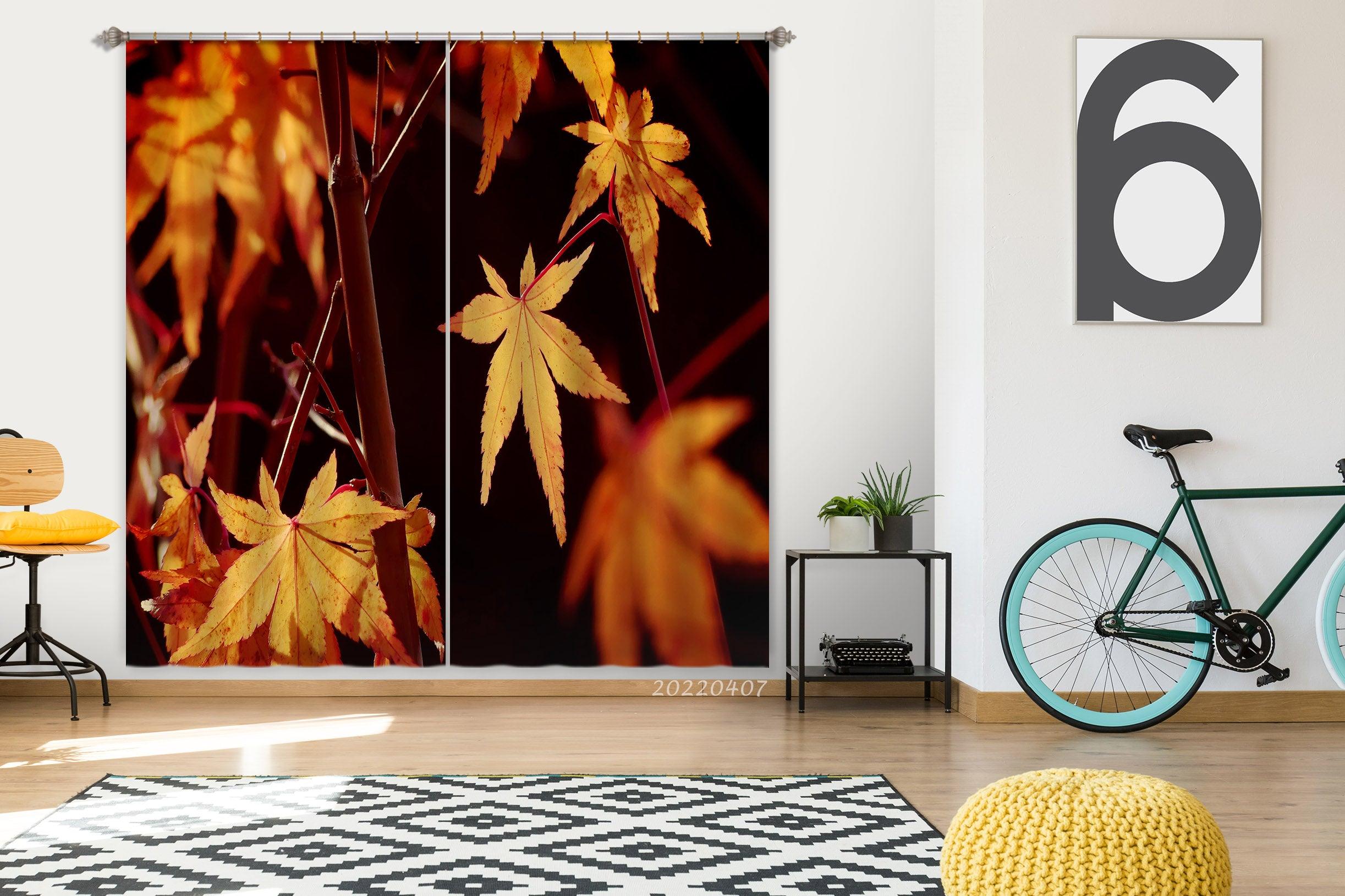 3D Tree Nature Branches Leaves Plant Sunlight Curtains and Drapes GD 3454- Jess Art Decoration