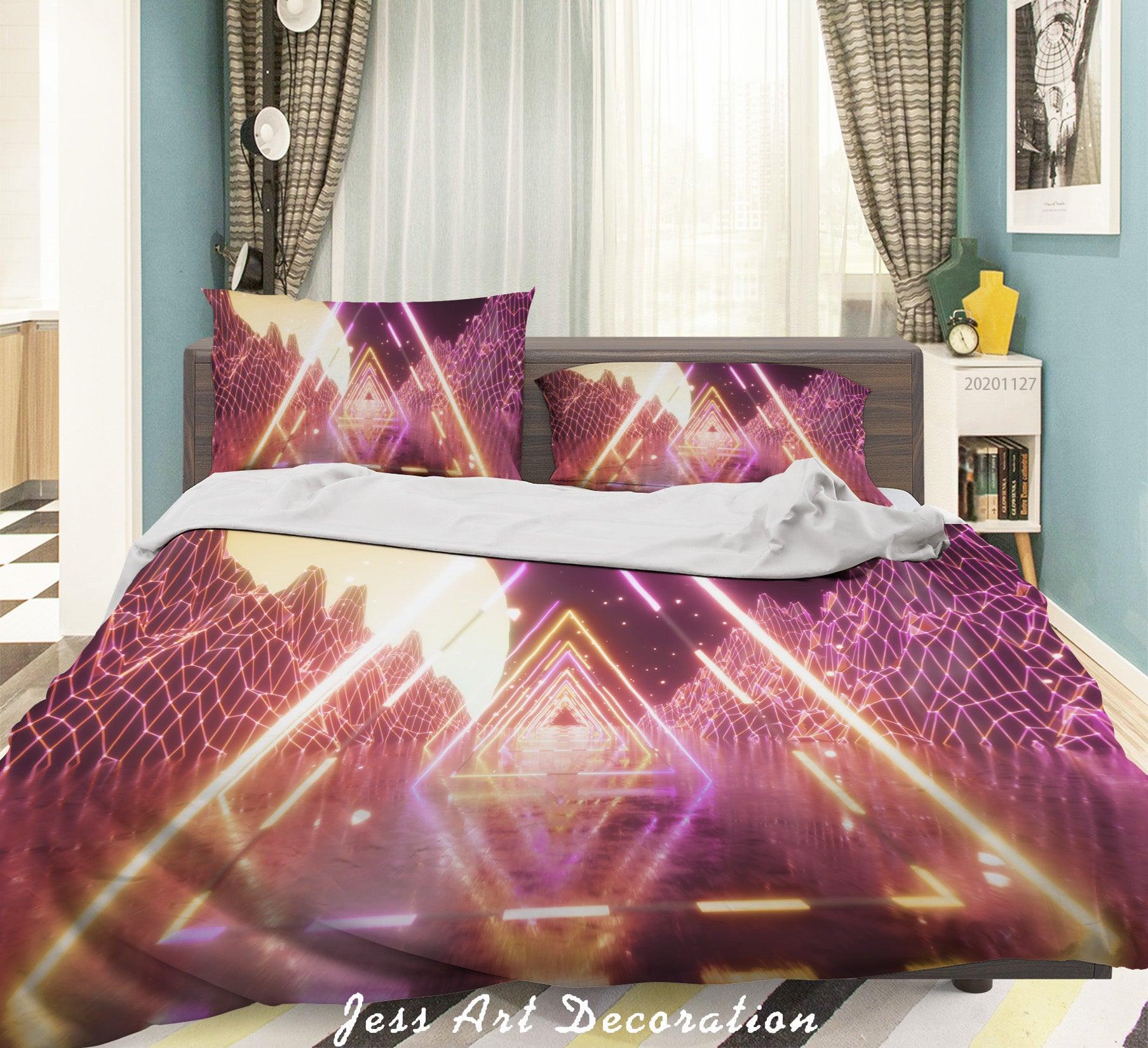 3D Abstract Digital Purple Light Quilt Cover Set Bedding Set Duvet Cover Pillowcases LXL- Jess Art Decoration