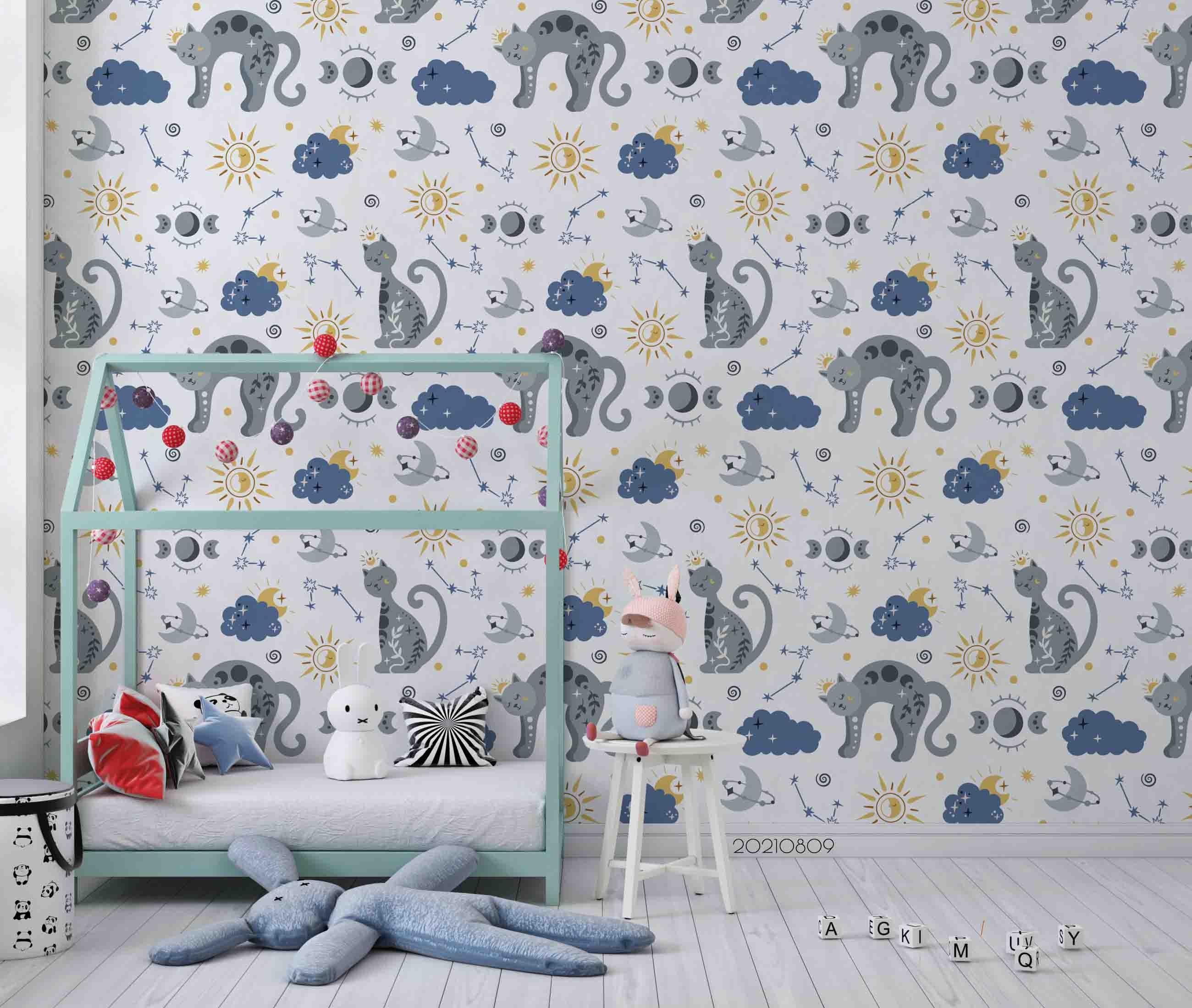 3D Boho Cat Pattern Seamless Wall Mural Wallpaper SWW4909- Jess Art Decoration