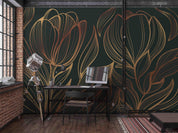 3D Gradient Golden Linear Backgroundr Wall Mural Wallpaper SWW520- Jess Art Decoration