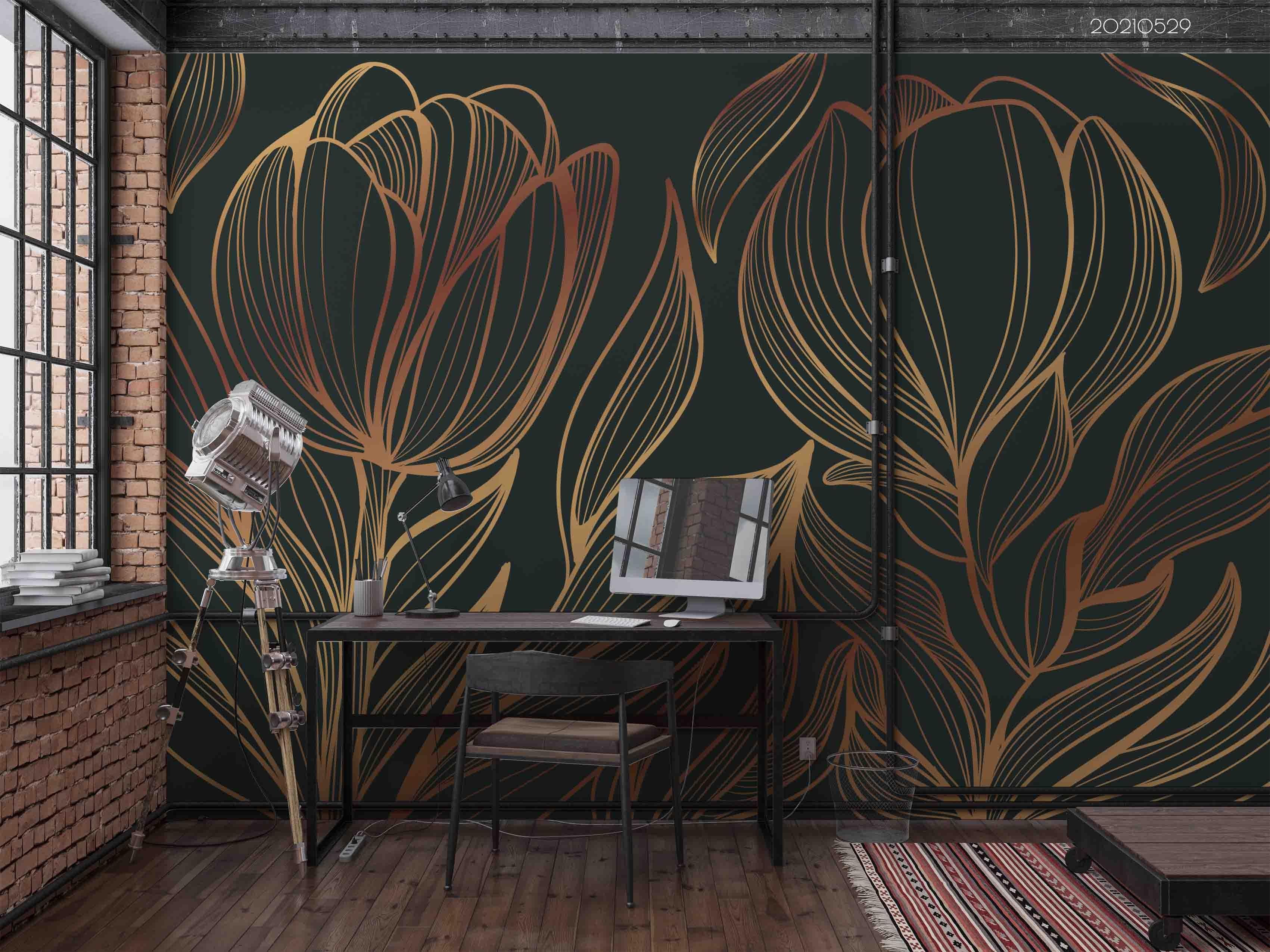 3D Gradient Golden Linear Backgroundr Wall Mural Wallpaper SWW520- Jess Art Decoration