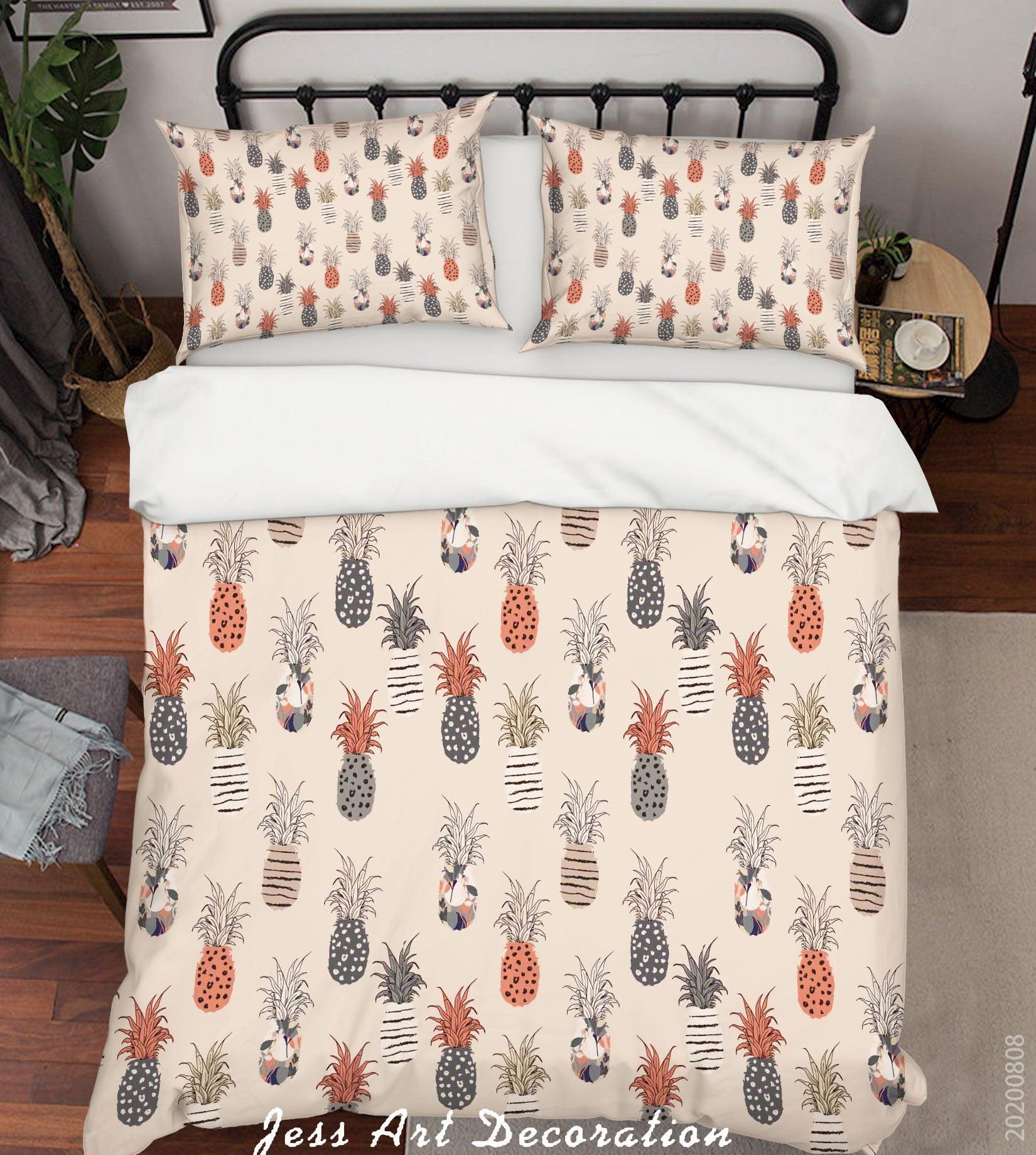 3D Hand Drawn Pineapple Fruity Quilt Cover Set Bedding Set Duvet Cover Pillowcases LXL- Jess Art Decoration