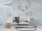 3D Cartoon Sky Cloud Airplane Wall Mural Wallpaper LQH 583- Jess Art Decoration
