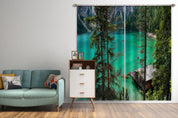 3D Mountain Green Lake Metasequoia Curtains and Drapes GD 1779- Jess Art Decoration