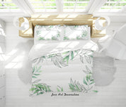 3D Hand Drawn Green Leaf Quilt Cover Set Bedding Set Duvet Cover Pillowcases 11- Jess Art Decoration