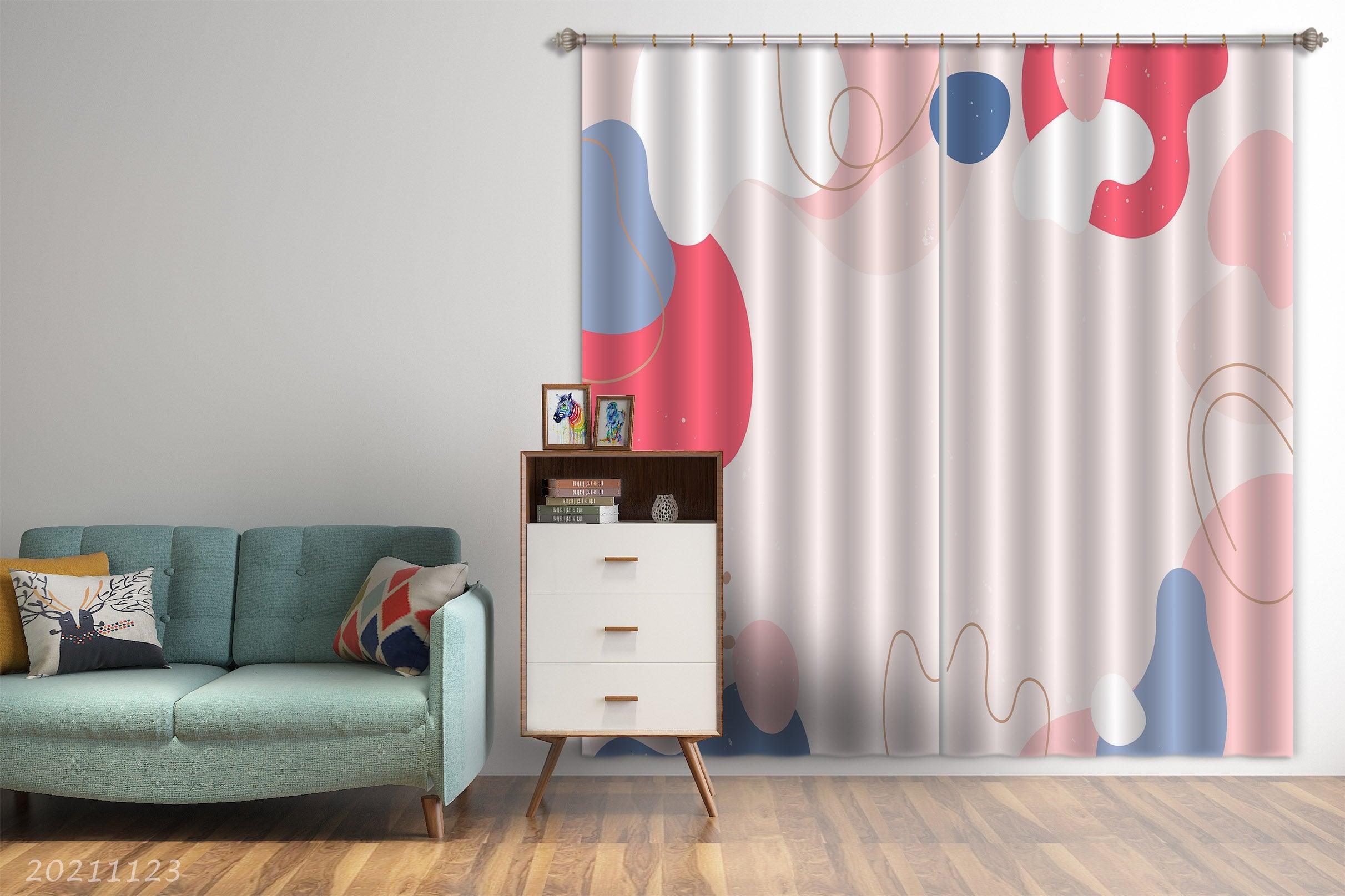 3D Abstract Color Geometry Curtains and Drapes LQH 124- Jess Art Decoration