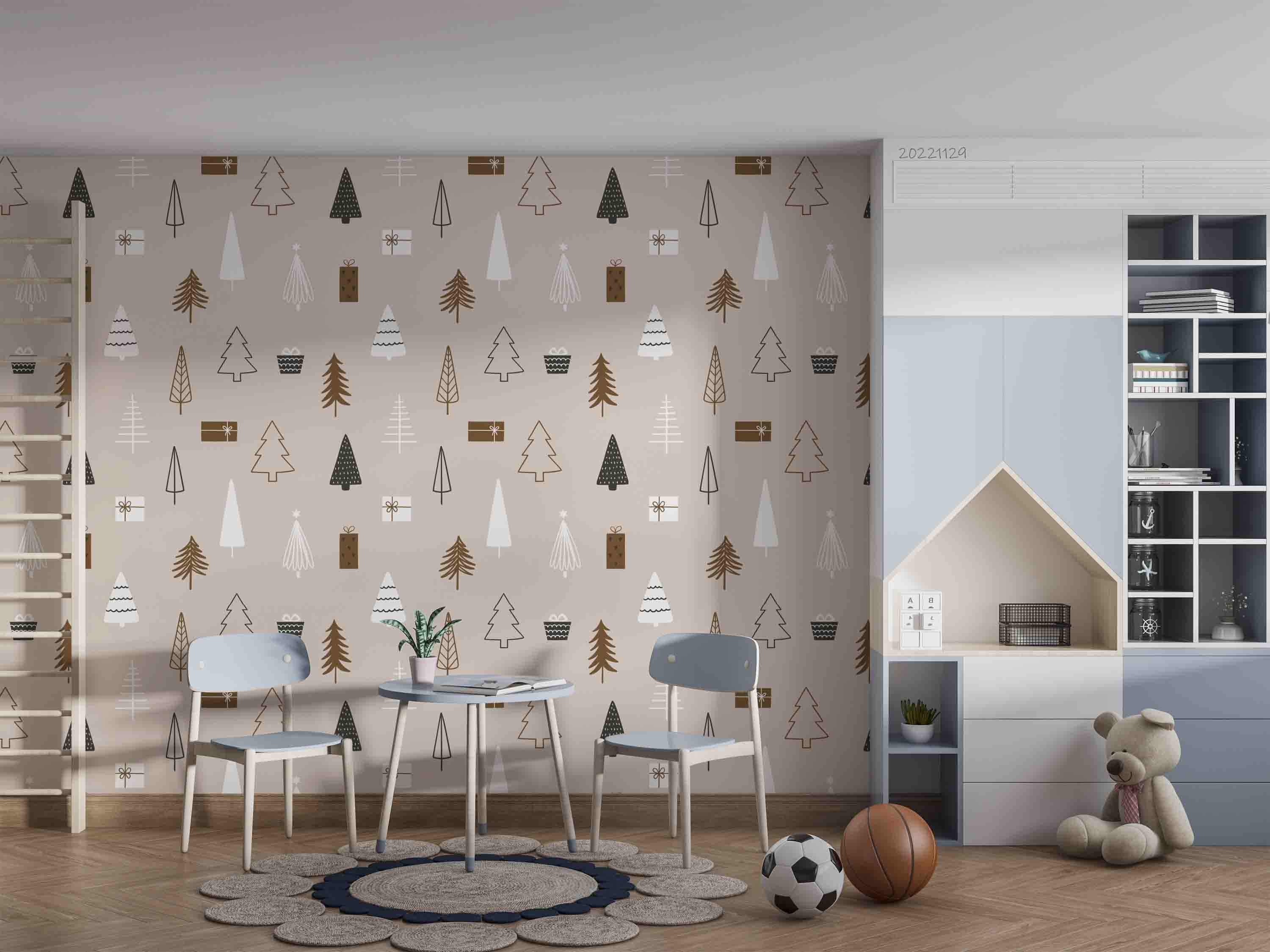 3D Christmas Season Pine Tree Wall Mural Wallpaper GD 2083- Jess Art Decoration
