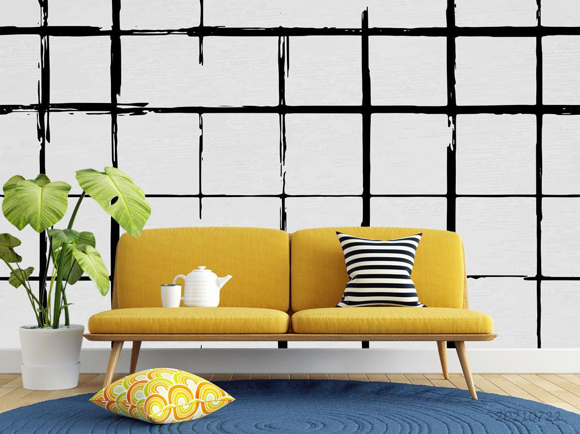 3D Black Geometric Square Wall Mural Wallpaper LQH 194- Jess Art Decoration