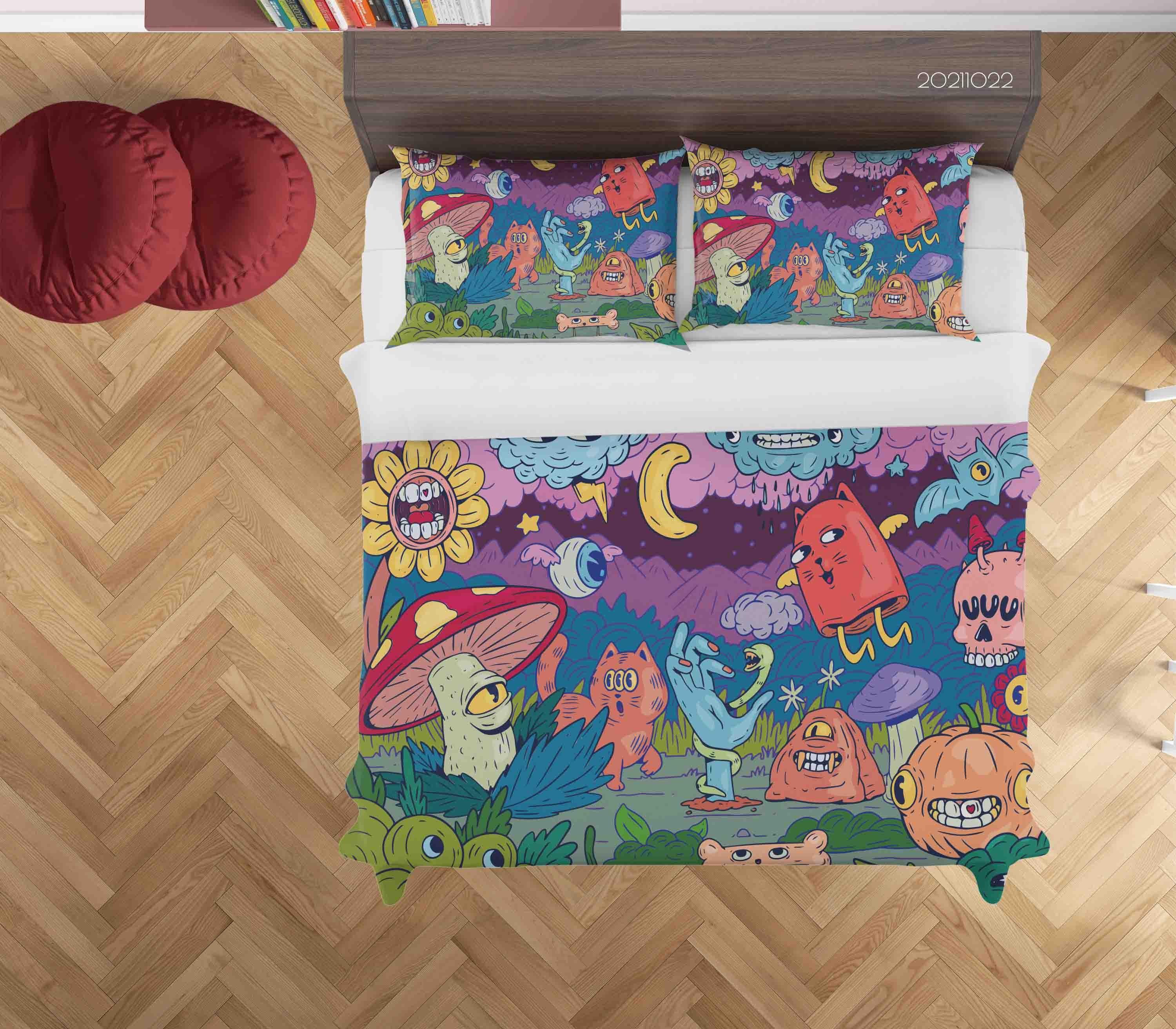 3D Abstract Color Monster Graffiti Quilt Cover Set Bedding Set Duvet Cover Pillowcases 17- Jess Art Decoration