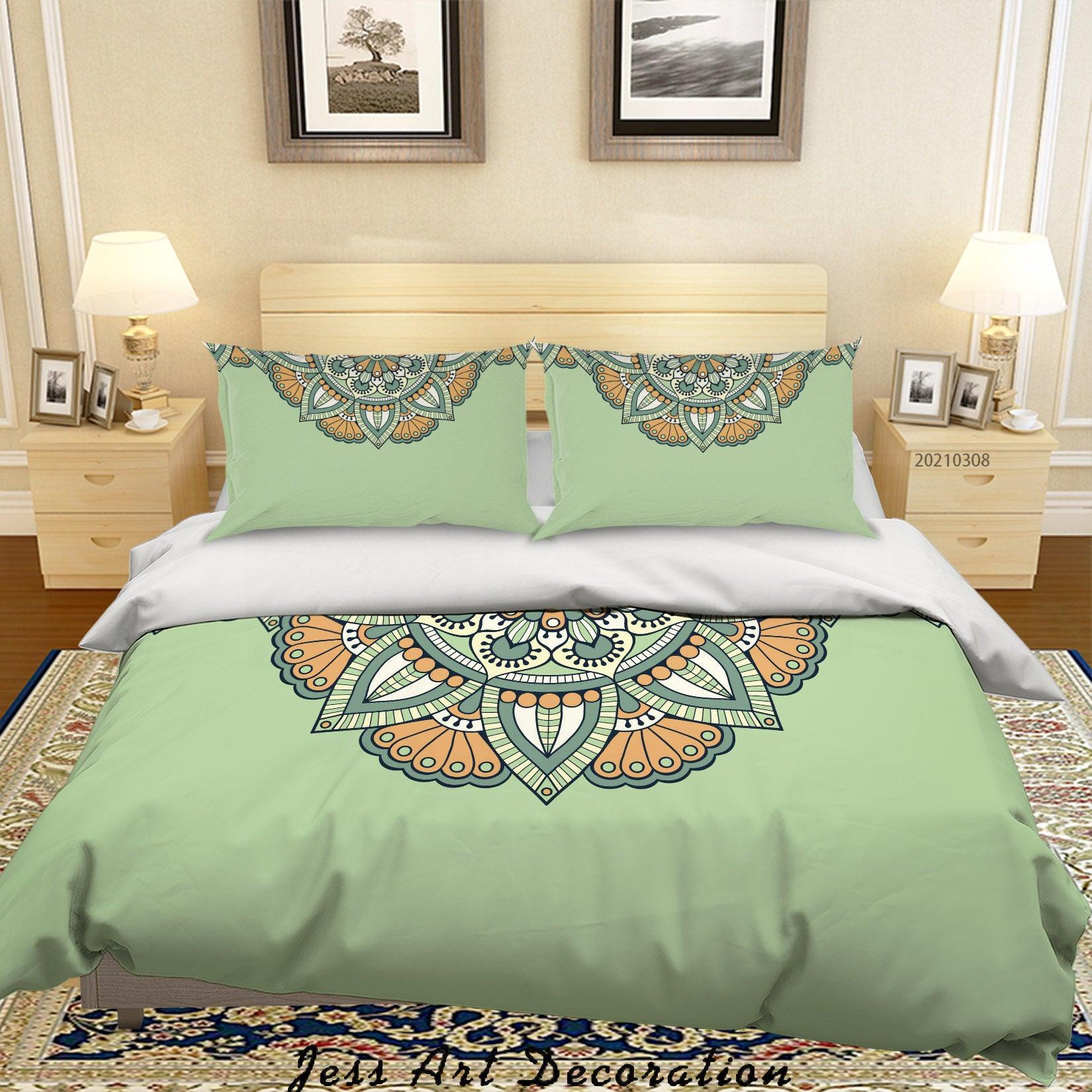 3D Abstract Green Floral Quilt Cover Set Bedding Set Duvet Cover Pillowcases 305- Jess Art Decoration