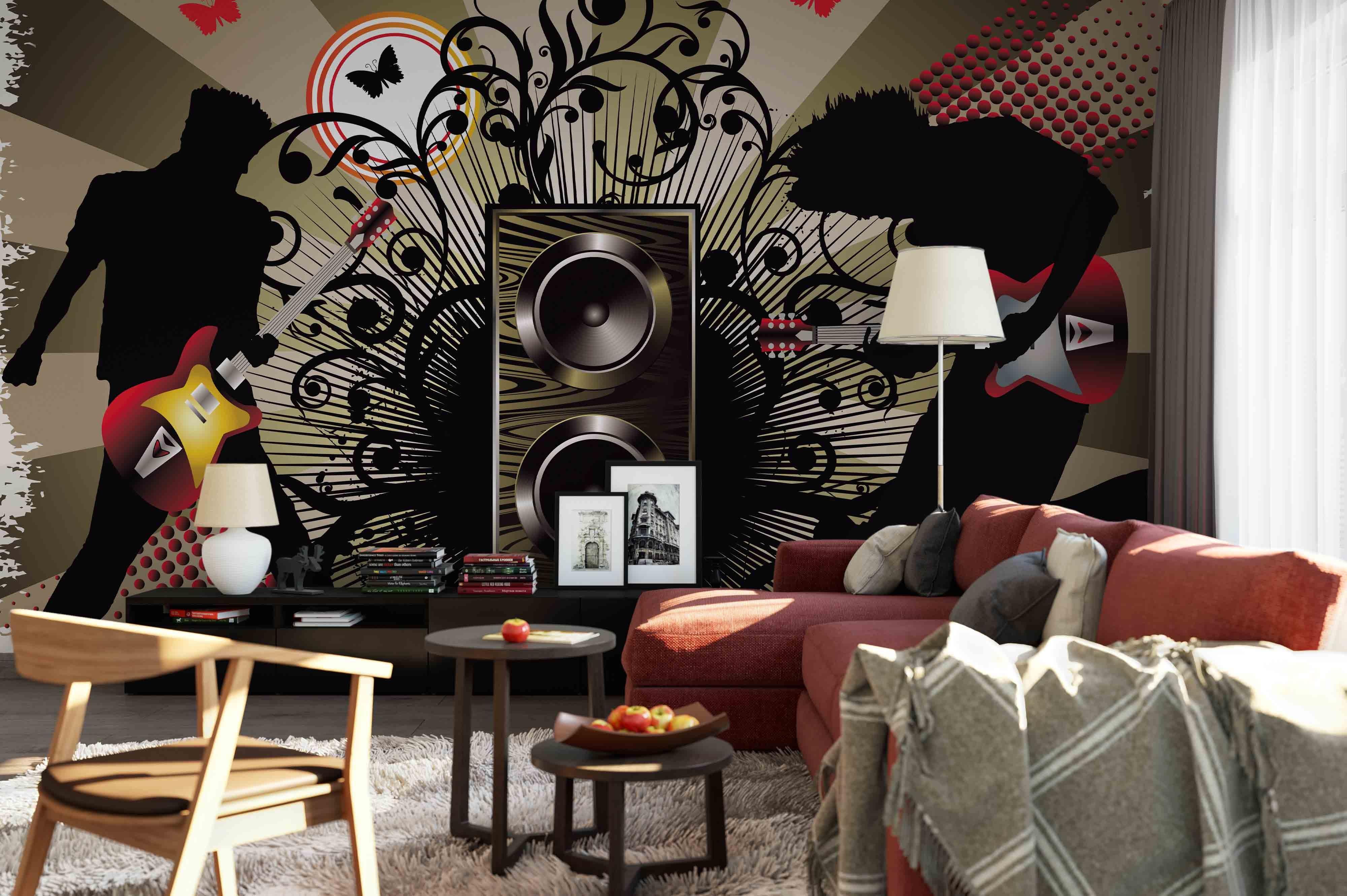 3D Graffiti Speakers Guitar Wall Mural Wallpaper 250- Jess Art Decoration