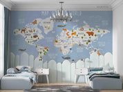 3D Blue World Map Wall Mural Wallpaper LQH 547- Jess Art Decoration