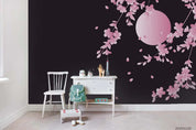 3D Japan Night View Floral Moon Wall Mural Wallpaper LQH 266- Jess Art Decoration
