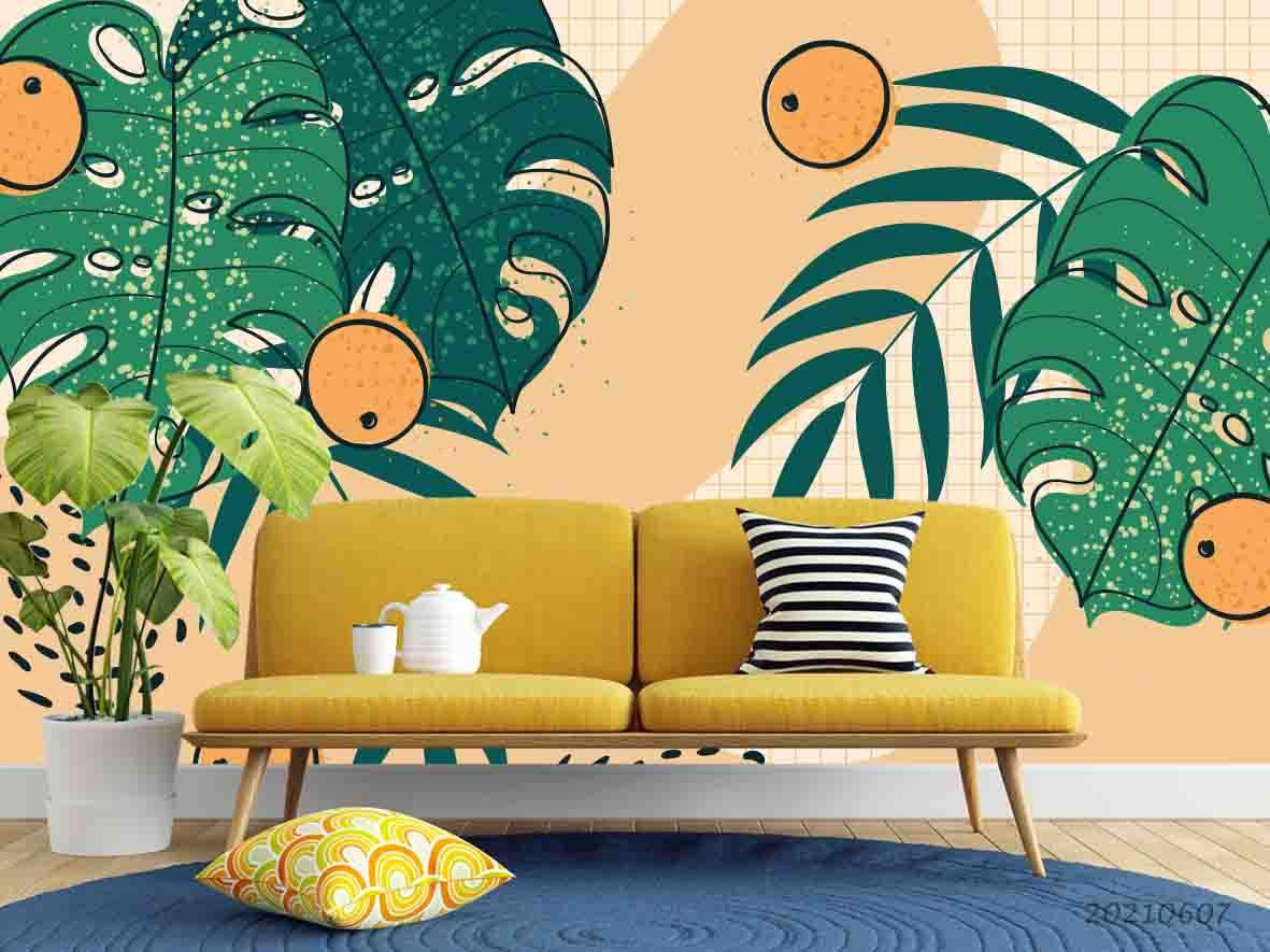 3D Hand-painted Tropics Plant Palm Leaf  Wall Mural Wallpaper SWW1031- Jess Art Decoration