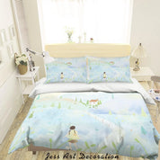 3D Blue Hillside House Girl Quilt Cover Set Bedding Set Duvet Cover Pillowcases A565 LQH- Jess Art Decoration