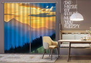 3D Sunset Sky Mountain Forest Landscape Curtains and Drapes LQH 229- Jess Art Decoration