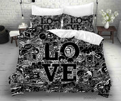 3D Abstract Love Illustration Art Doodle Quilt Cover Set Bedding Set Duvet Cover Pillowcases 103- Jess Art Decoration