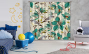 3D Hand Painted Green Flowers Birds Curtains and Drapes A75- Jess Art Decoration