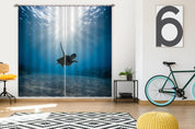 3D Sunshine Blue Sea Turtle Ocean Curtains and Drapes GD 422- Jess Art Decoration