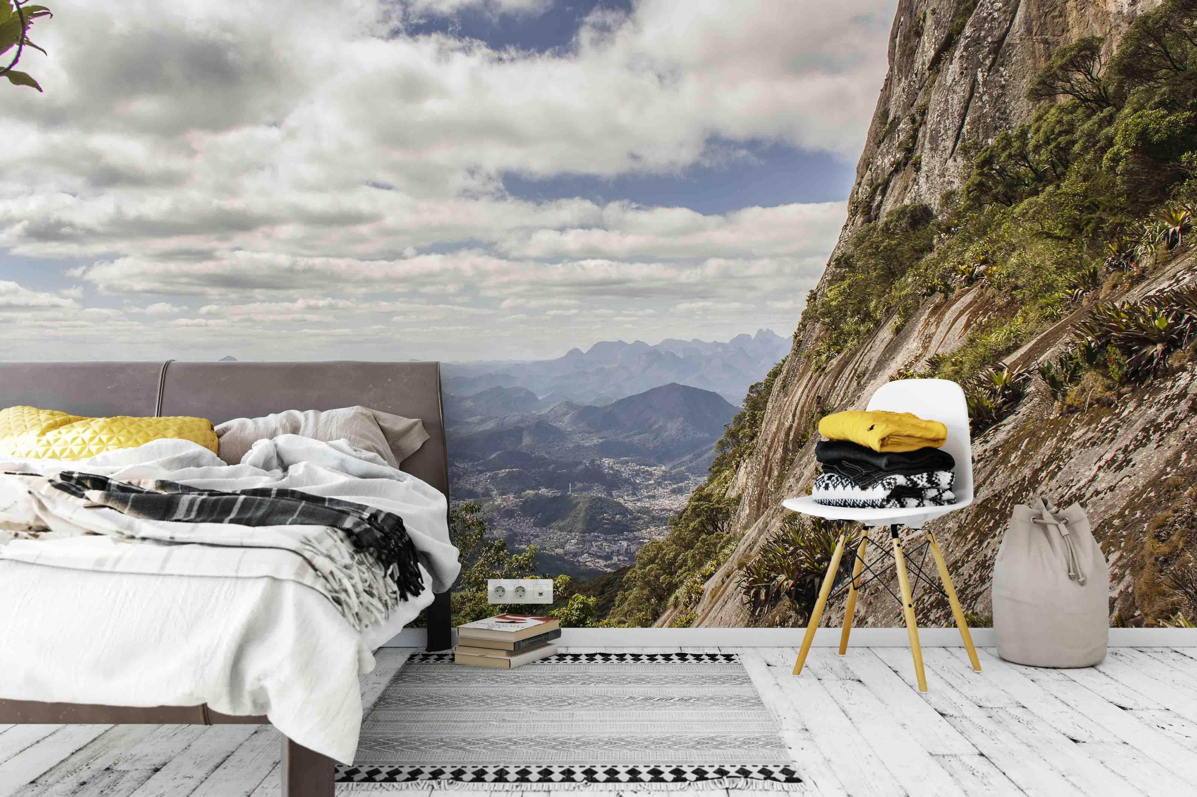 3D blue sky white cloud mountains wall mural wallpaper 45- Jess Art Decoration