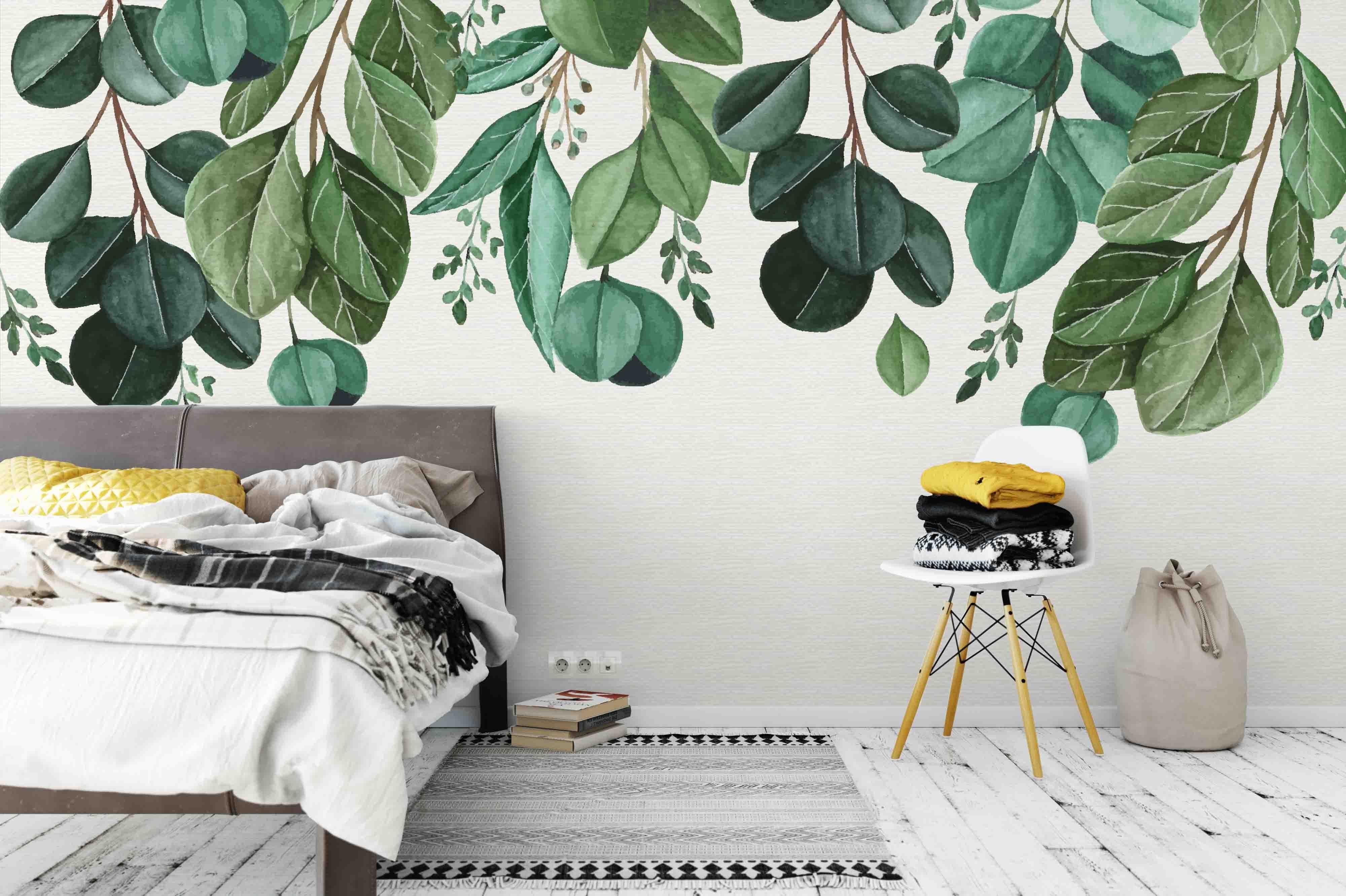 3D Watercolor Green Leaves Wall Mural Wallpaper 64- Jess Art Decoration