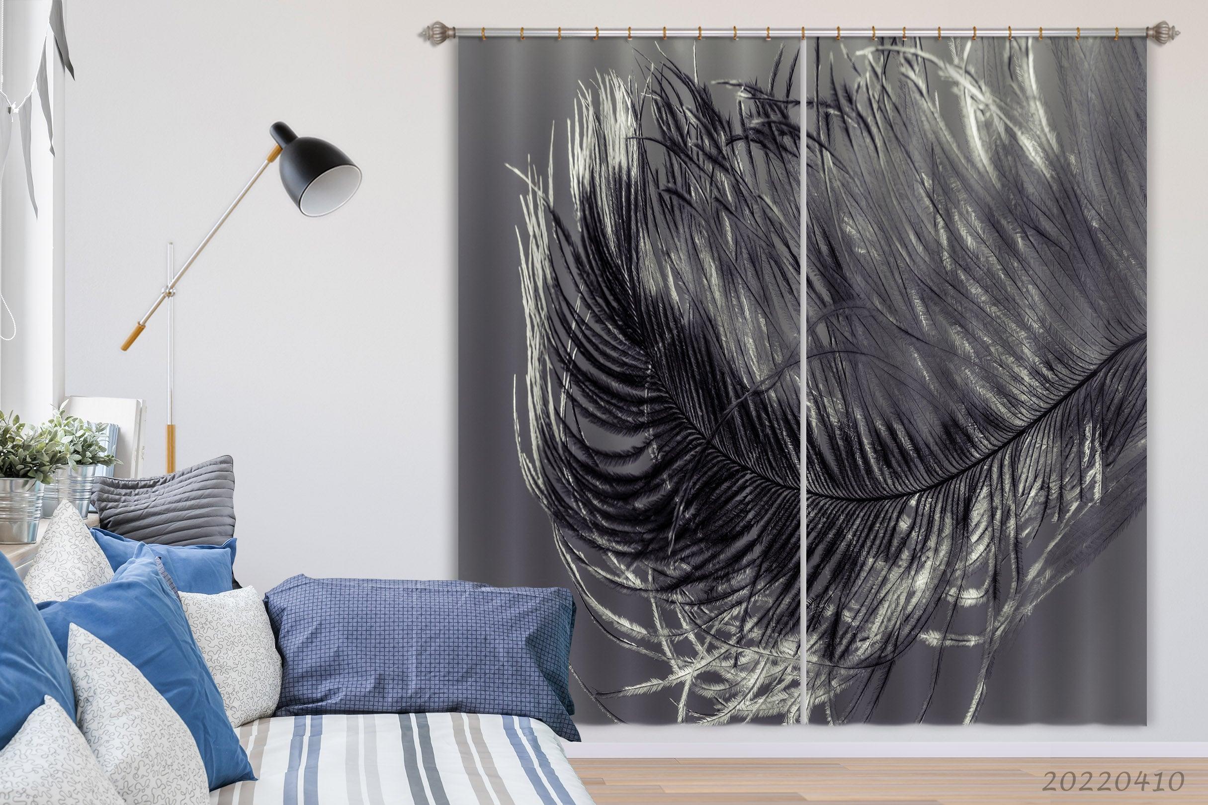 3D Abstract Bird Wing Black Curtains and Drapes GD 3982- Jess Art Decoration