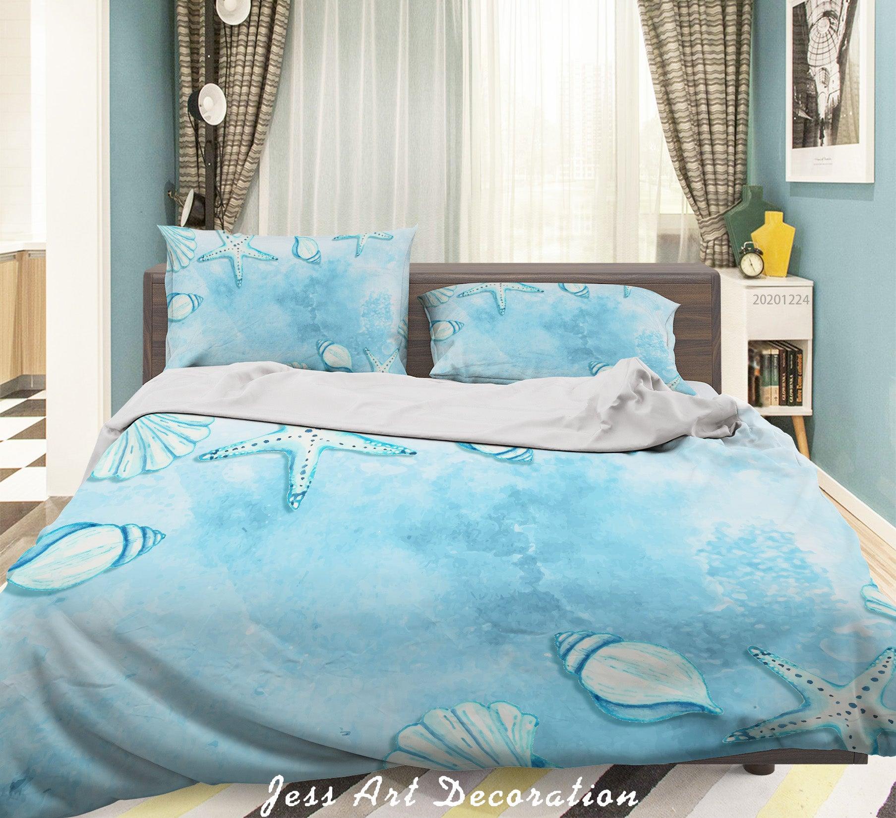 3D Watercolor Blue Starfish Quilt Cover Set Bedding Set Duvet Cover Pillowcases 170 LQH- Jess Art Decoration