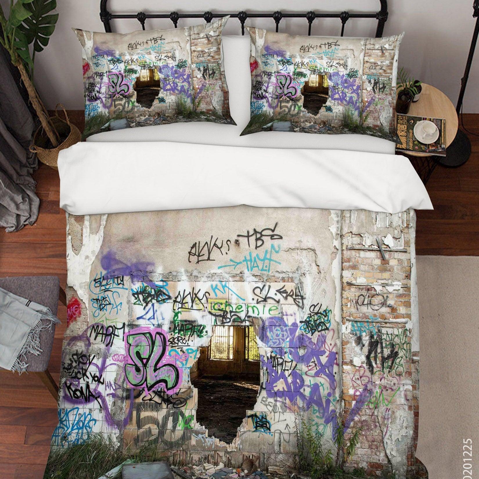 3D Abstract Graffiti Wall Quilt Cover Set Bedding Set Duvet Cover Pillowcases 5- Jess Art Decoration