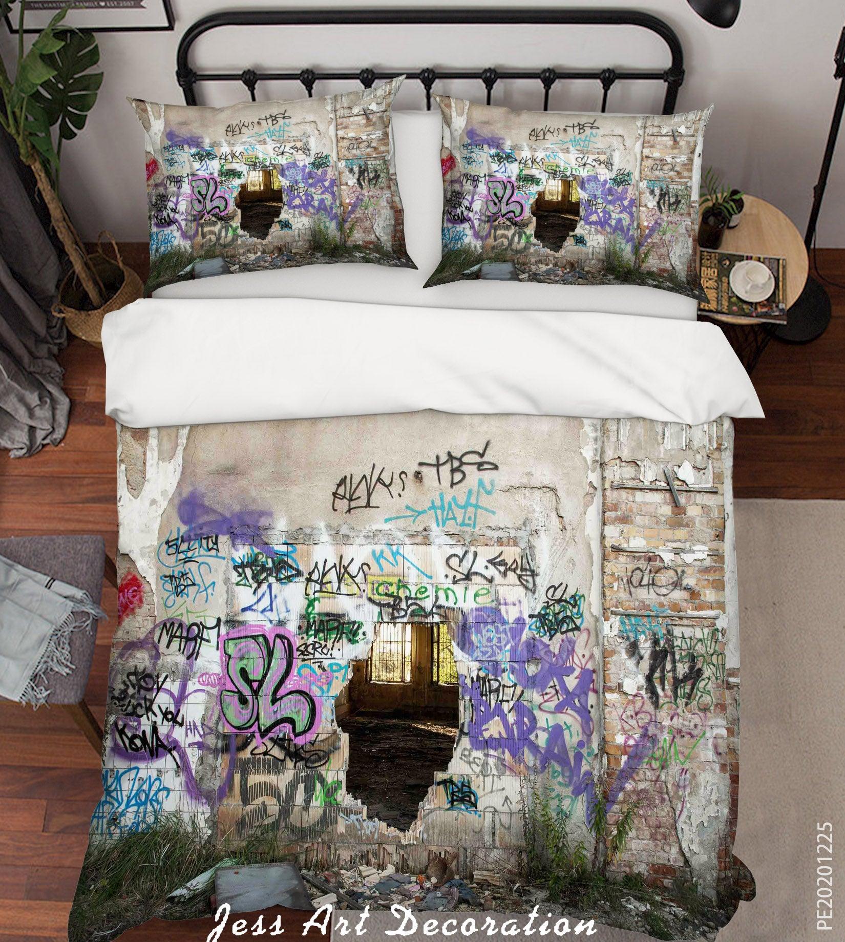 3D Abstract Graffiti Wall Quilt Cover Set Bedding Set Duvet Cover Pillowcases 5- Jess Art Decoration