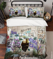 3D Abstract Graffiti Wall Quilt Cover Set Bedding Set Duvet Cover Pillowcases 5- Jess Art Decoration