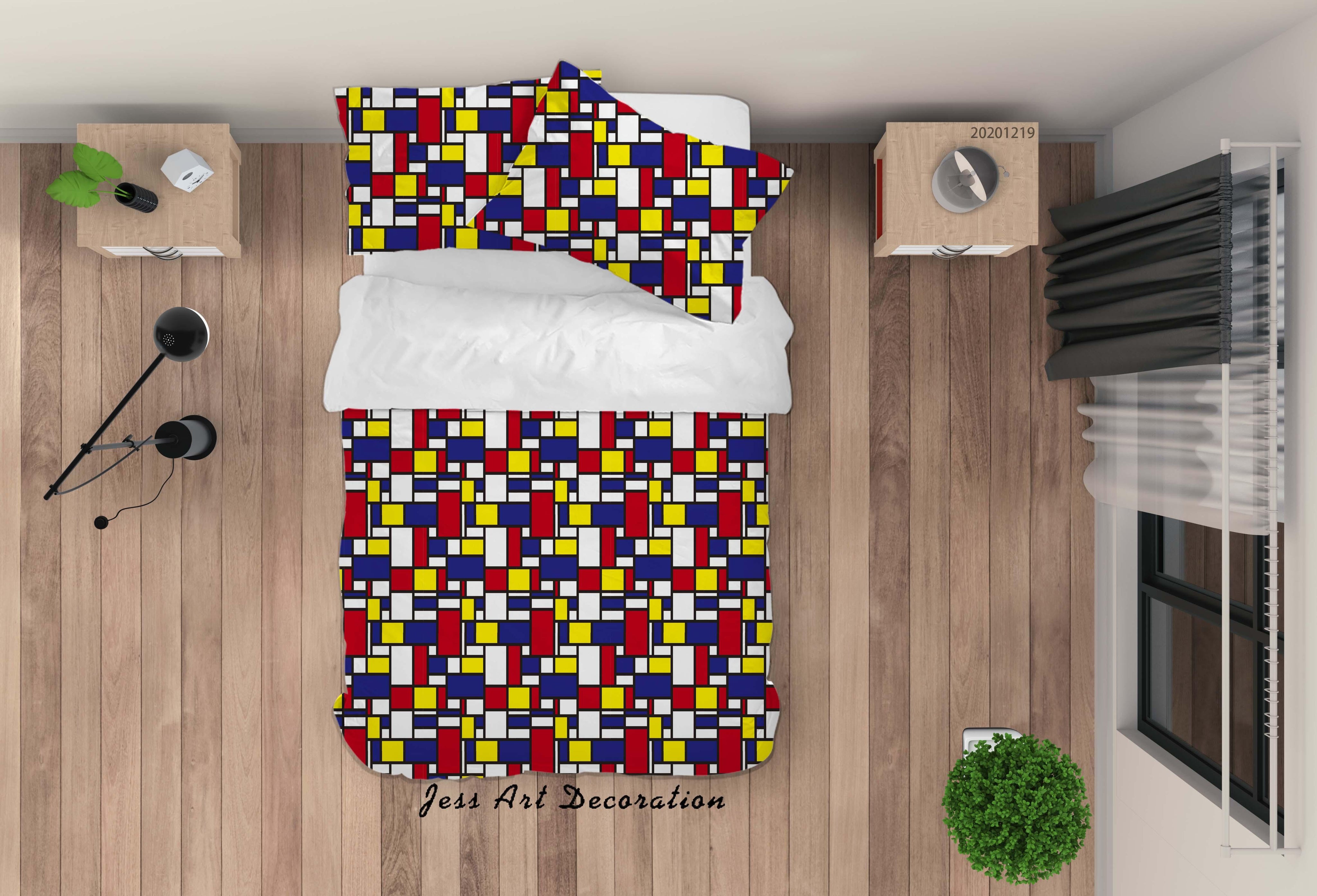 3D Abstract Color Geometry Quilt Cover Set Bedding Set Duvet Cover Pillowcases 12- Jess Art Decoration