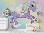 3D Cartoon Animal Unicorn Purple Wall Mural Wallpaper LQH 424- Jess Art Decoration