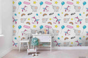 3D Cartoon Animal Unicorn Elephant Rainbow Wall Mural Wallpaper LQH 52- Jess Art Decoration