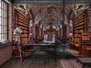3D European Style Library Bookshelf Book Wall Mural Wallpaper GD 3131- Jess Art Decoration