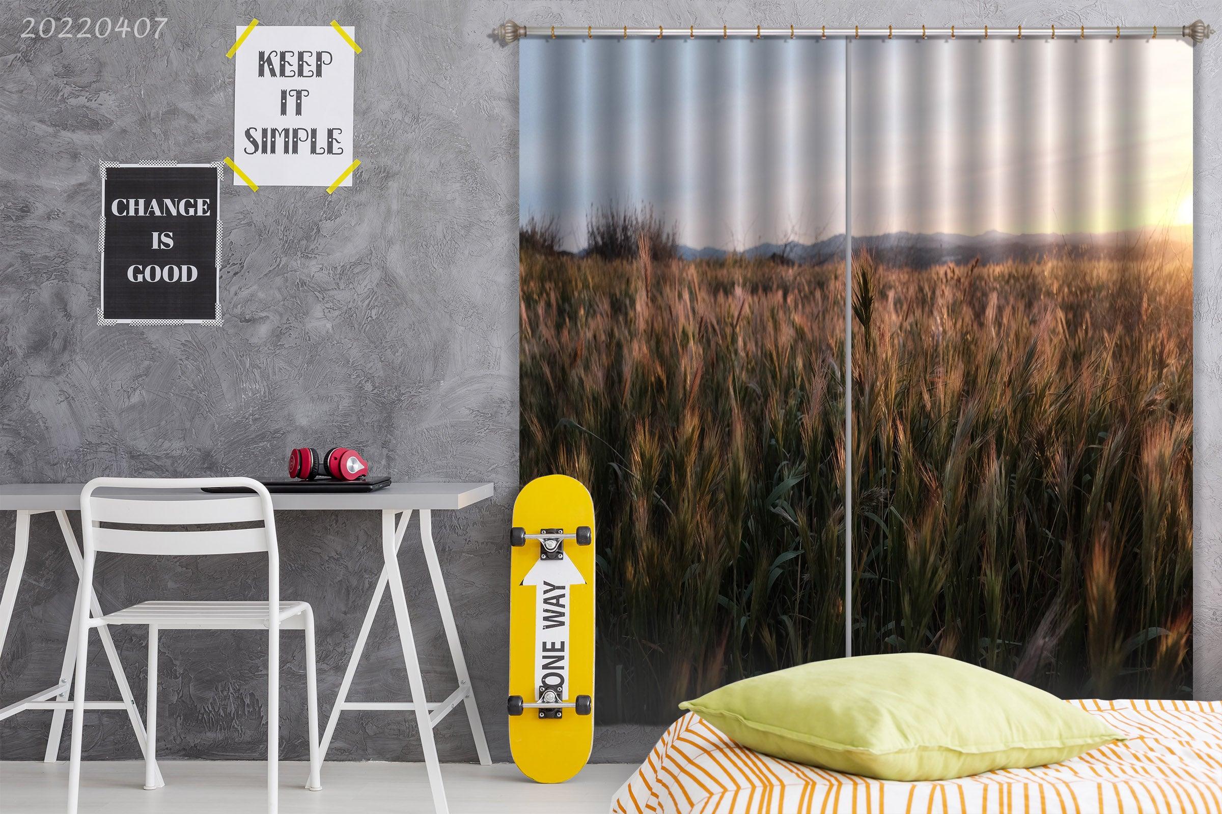 3D Landscape Nature Wheat Field Plant Sky Curtains and Drapes GD 3533- Jess Art Decoration