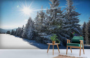 3D Sunshine Snow Pine Tree Forest Landscape Wall Mural Wallpaper LQH 687- Jess Art Decoration
