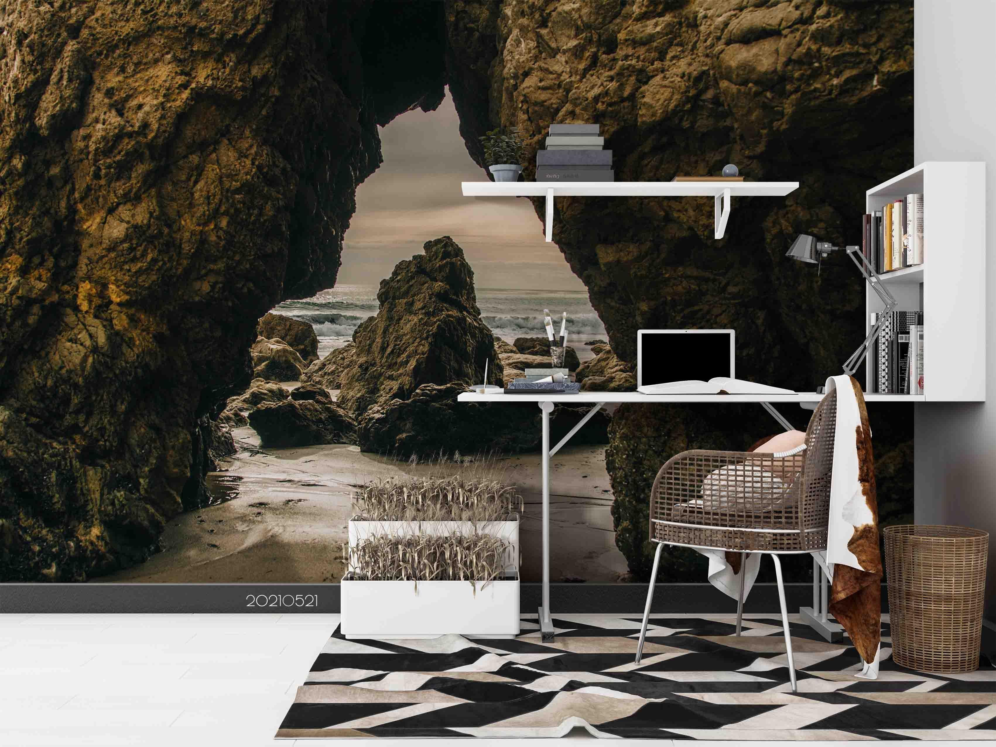 3D Sea Rock Landscape Wall Mural Wallpaper LQH 273- Jess Art Decoration