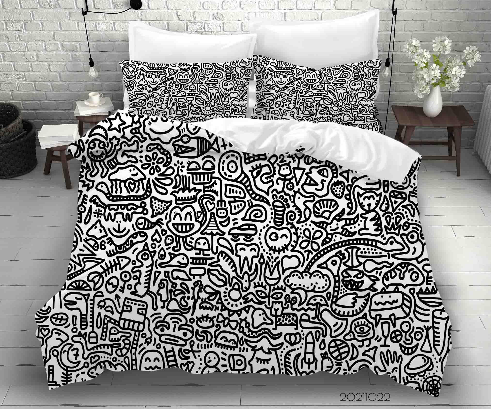 3D Abstract Illustration Art Graffiti Quilt Cover Set Bedding Set Duvet Cover Pillowcases 55- Jess Art Decoration