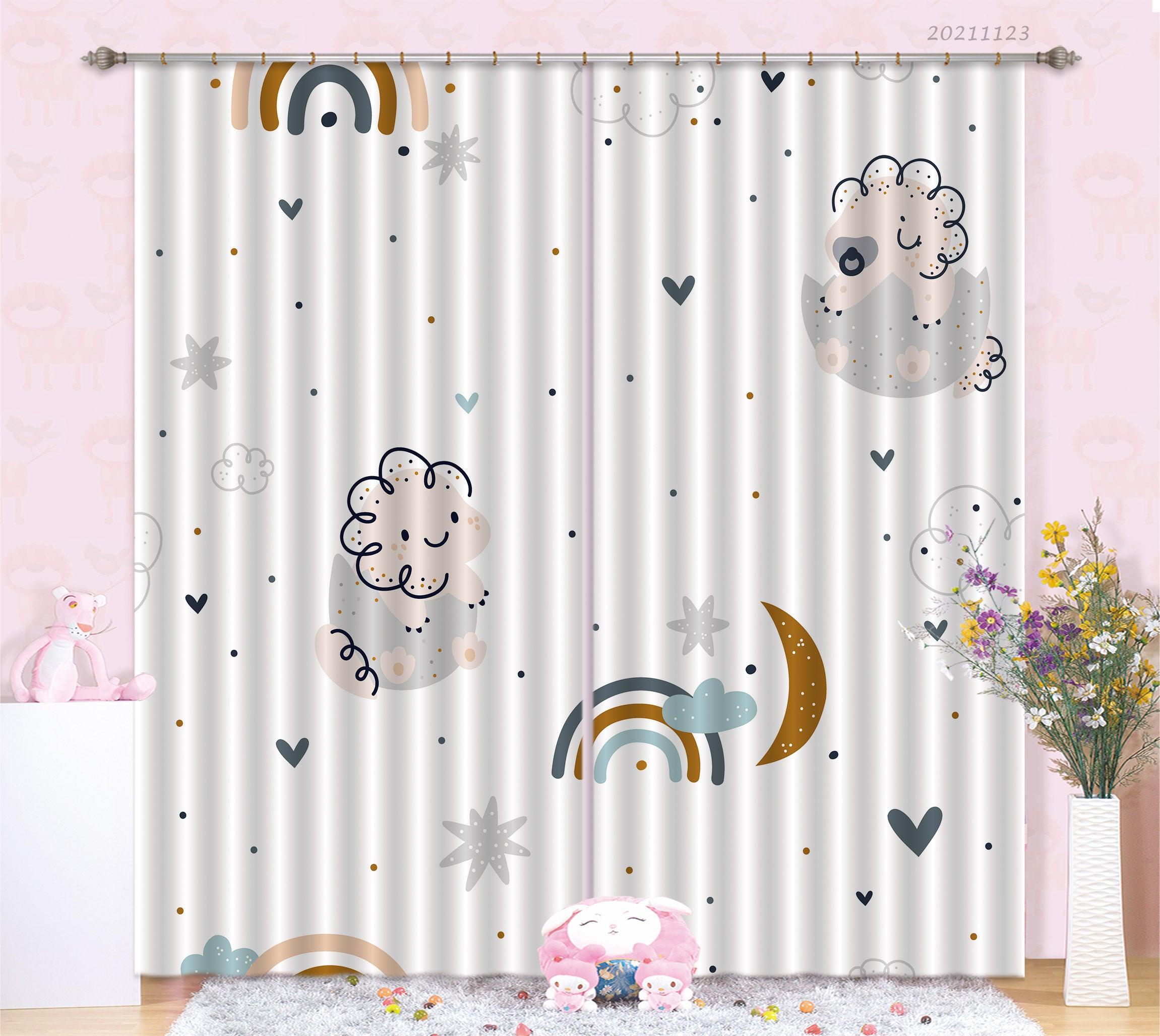 3D Cartoon Cloud Sun Moon Star Curtains and Drapes LQH 181- Jess Art Decoration