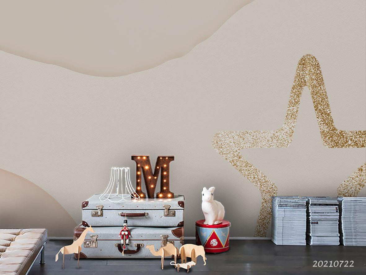 3D Abstract Golden Star Wall Mural Wallpaper LQH 113- Jess Art Decoration