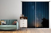 3D Blue Stars Night Black Tree Curtains and Drapes GD 2317- Jess Art Decoration