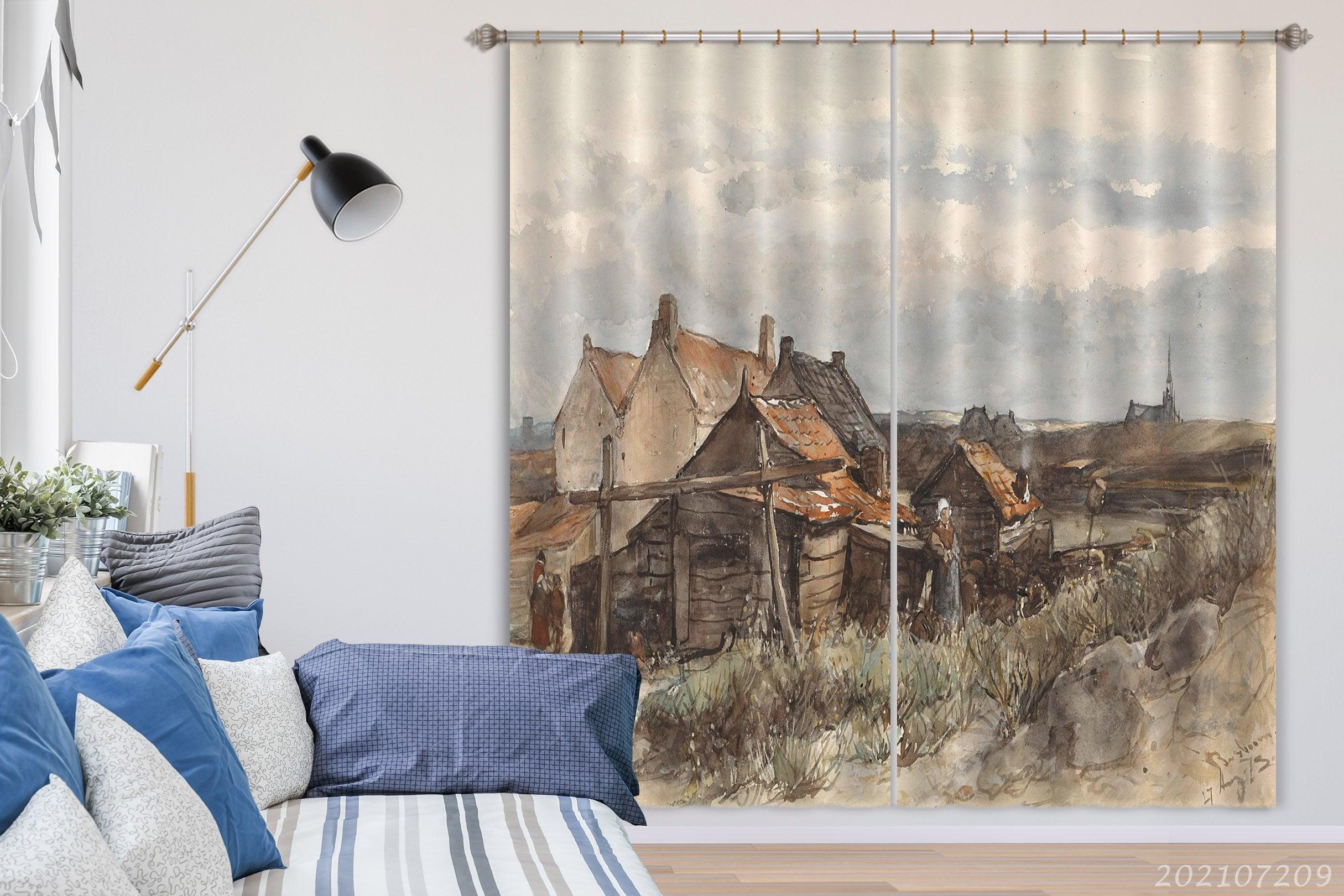 3D Landscape Oil Painting Curtains and Drapes LQH 81- Jess Art Decoration