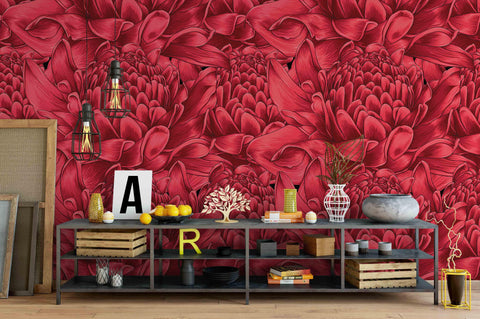 3D red flowers background wall mural wallpaper 79- Jess Art Decoration