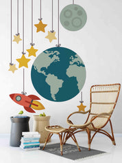 3D Planet Earth Rocket Star Wall Mural Wallpaper 57- Jess Art Decoration