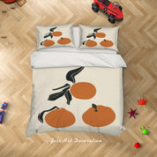 3D White Orange Quilt Cover Set Bedding Set Duvet Cover Pillowcases SF04- Jess Art Decoration