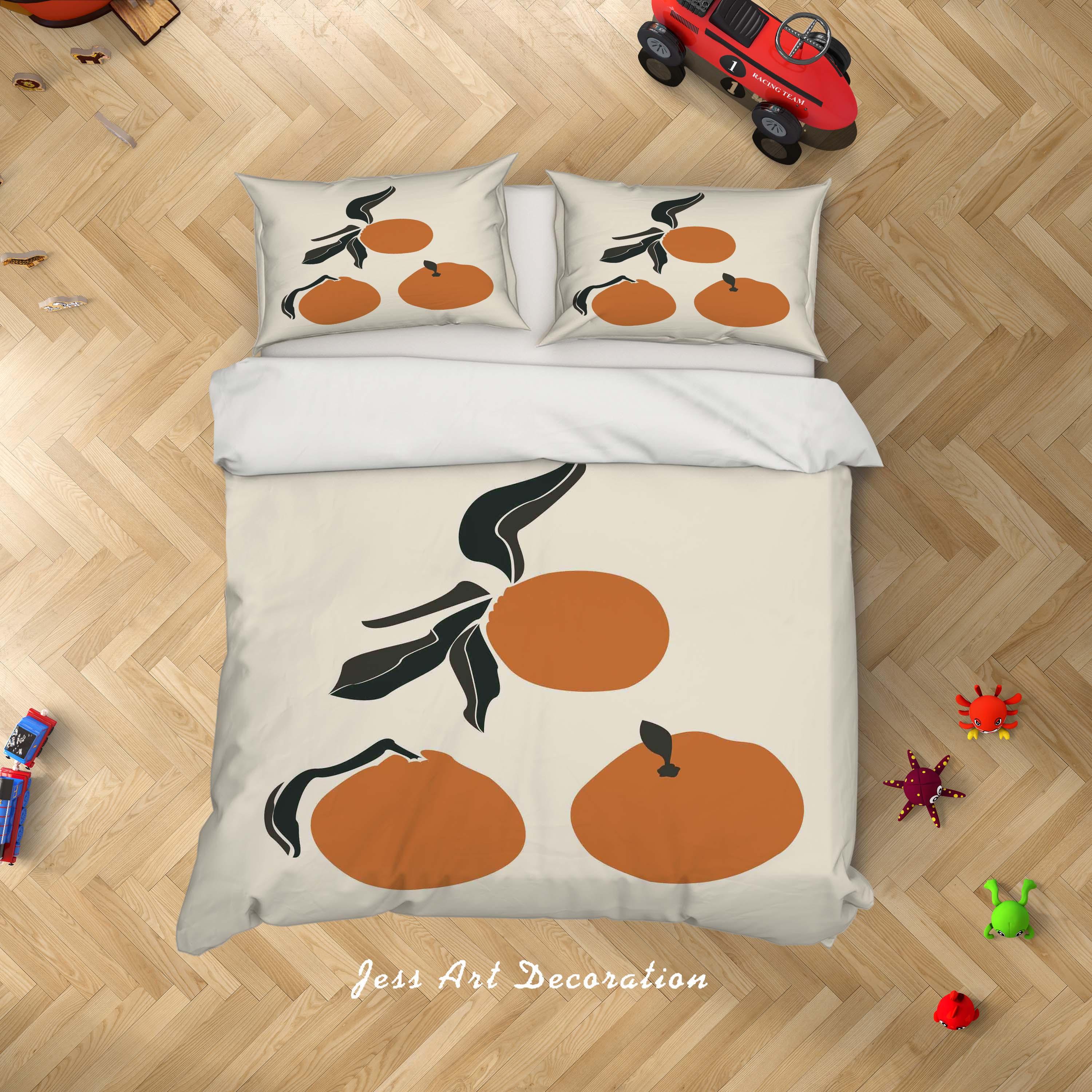 3D White Orange Quilt Cover Set Bedding Set Duvet Cover Pillowcases SF04- Jess Art Decoration