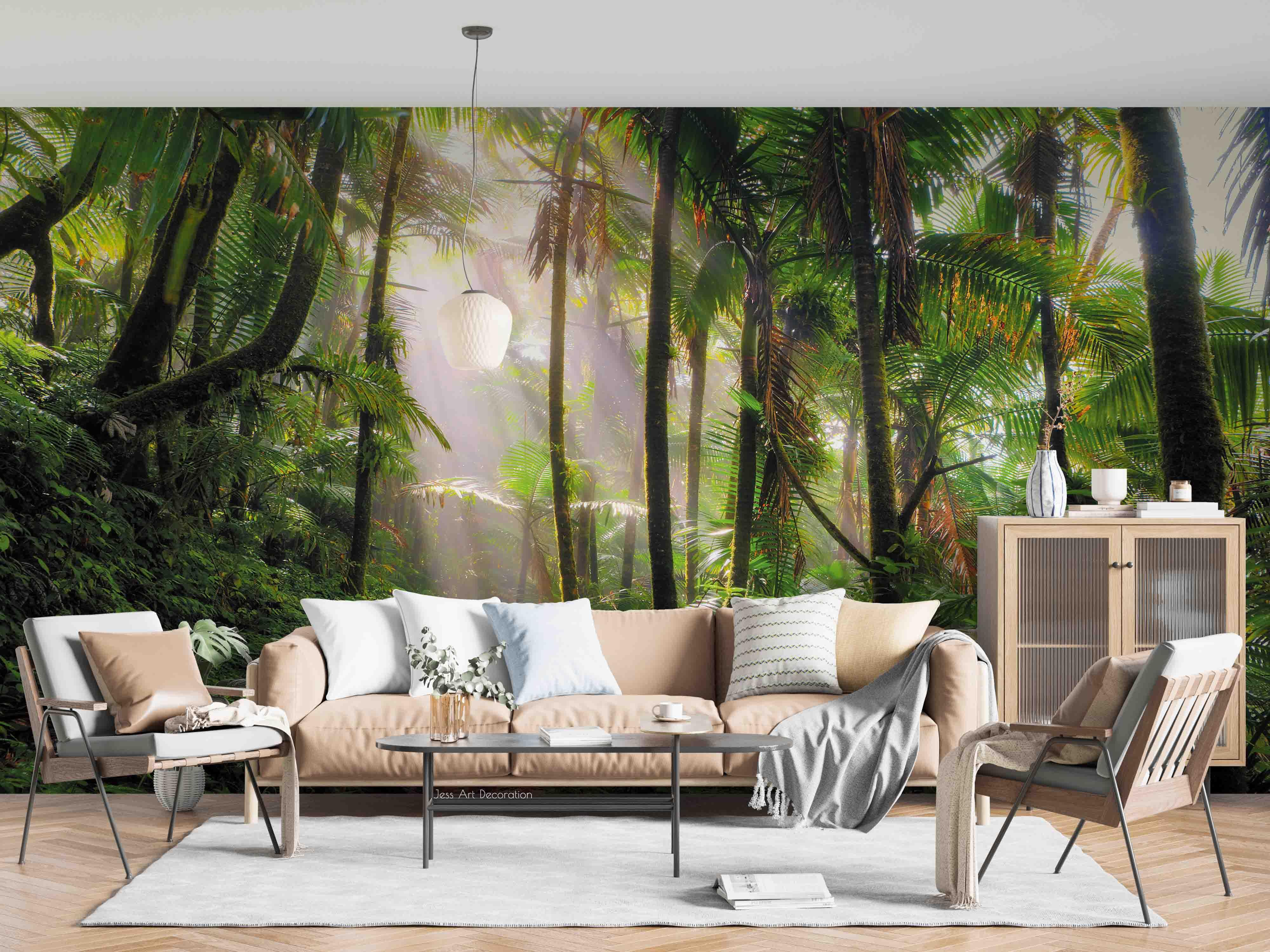 3D Forest Sunbeam Plant Leaf Wall Mural Wallpaper GD 2733- Jess Art Decoration